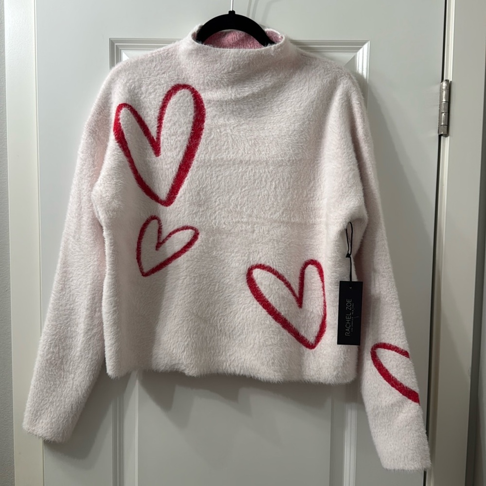 Rachel Zoe Heart Boat Neck Sweater NWT